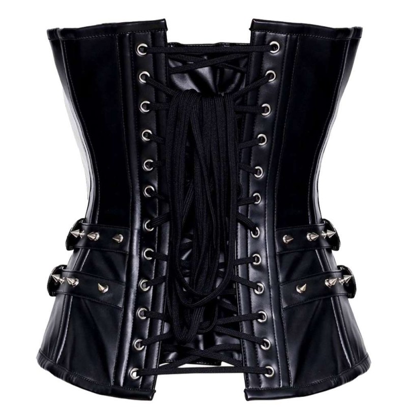 Women Leather Corset Gothic Sheep Leather Overbust Corset For Women 